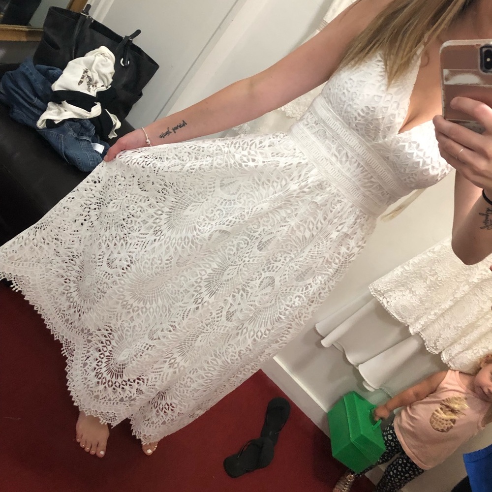 Shoshanna Midnight white lace dress